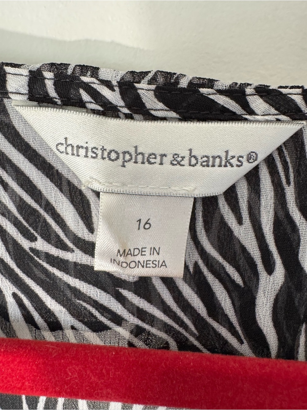 Christopher & Banks Zebra Print Sheer Flutter Sleeve Ruffle Dress sz 16 - Picture 7 of 9